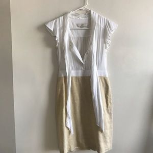 Loft white and gold dress